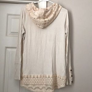 Beautiful beige crochet-accent Maternity Hoodie